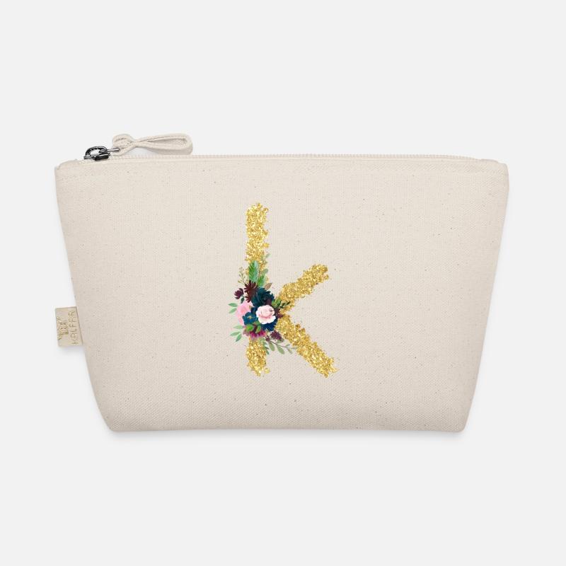 Letter k gold floral Organic Pouch