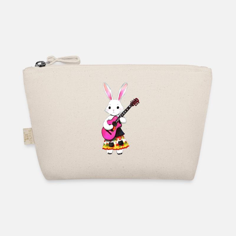 Cute Romantic Rabbit with Guitar Organic Pouch