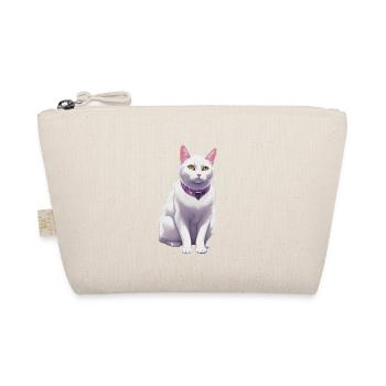 White Cat with a Purple Collar - Organic Pouch - nature - Front