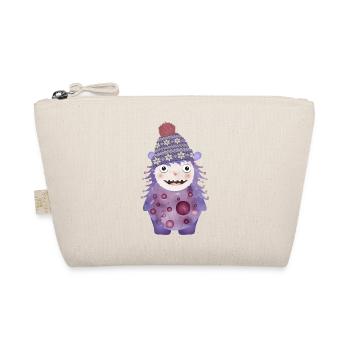 cute purple monster with winter hat - Organic Pouch - nature - Front