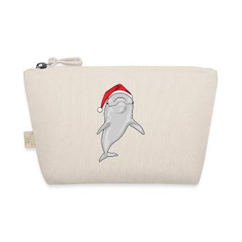 Dolphin Christmas Santa Hat - Organic Pouch - nature - Front