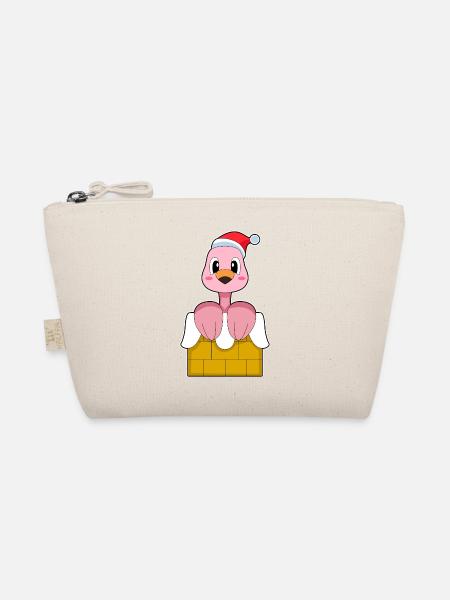 Flamingo Weihnachten Weihnachtsmütze - Bio-Täschchen - Natur
