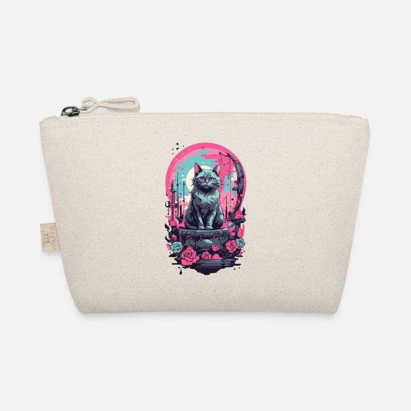 Gothic Pastel Cat with Moon and Roses Organic Pouch