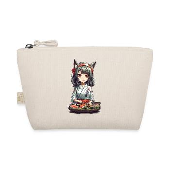 Kawaii Anime Sushi Girl with Cat Ears Design - Organic Pouch - nature - Front