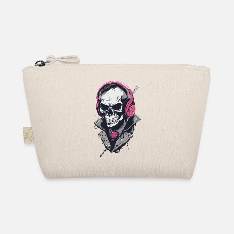Skelett und Totenkopf.Skeleton and Skull - Bio-Täschchen - Natur
