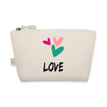 HERZ. HERZ. VALENTINSTAG. LIEBE. LIEBE. PAAR. - Bio-Täschchen - Natur - Vorne