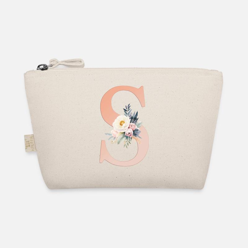 S Monogramm , Floral, Boho Bio-Täschchen