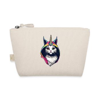 Niedliche Katze mit Einhorn Hoodie - Bio-Täschchen - Natur - Vorne