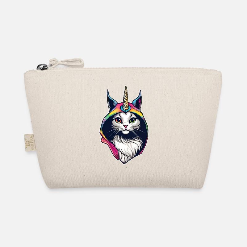 Chat mignon avec sweat à capuche Licorne - Trousse biologique - nature