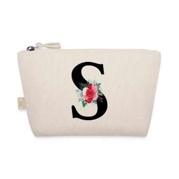 Red Floral Letter S - Organic Pouch - nature - Front