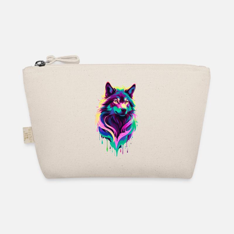 loup coloré graffiti tête de loup Trousse biologique