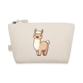 Cute Happy Smiling Alpaca - Adorable Cartoon - Organic Pouch - nature - Front