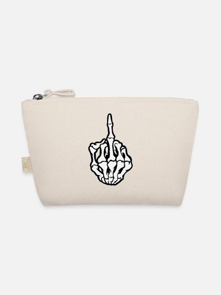 Skull Middle Finger - Organic Pouch - nature - Front