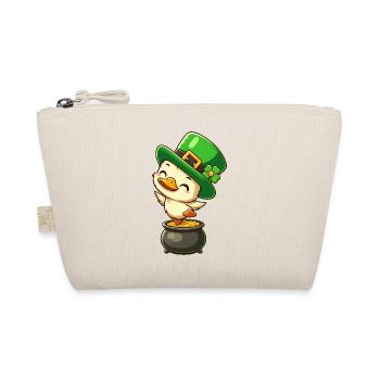 Süße St. Patrick's Day Ente Zylinder Klee Gold - Bio-Täschchen - Natur - Vorne