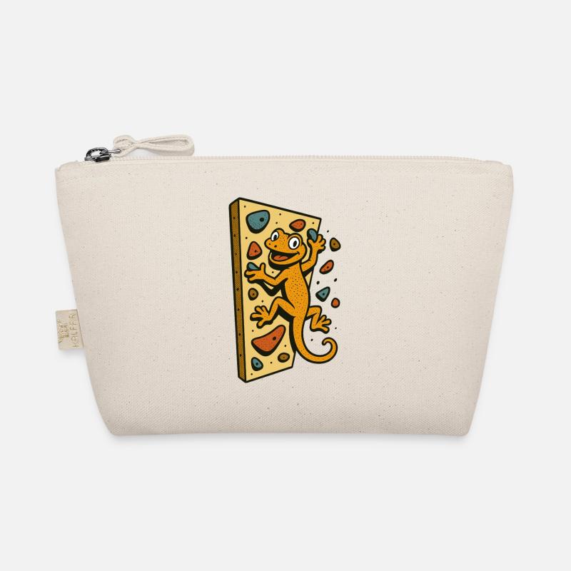 Bouldern Gecko Echse Klettern Retro Geschenk Bio-Täschchen