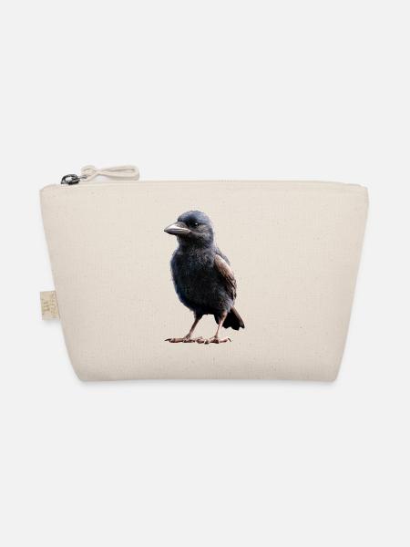 Raven, Crow, Bird, Raven Crow, Jackdaw, Black Raven - Organic Pouch - nature - Front
