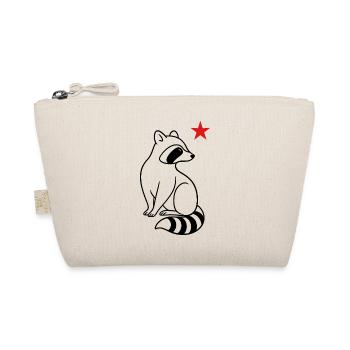 Minimalistischer Weihnachts Waschbär - Bio-Täschchen - Natur - Vorne