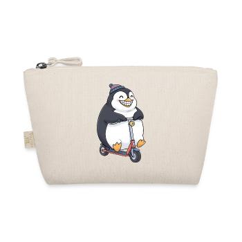 Süßer Cartoon Pinguin Roller Scooter Lachen Freude - Bio-Täschchen - Natur - Vorne