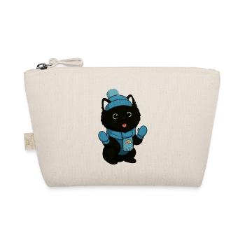 Cuddly dog with blue hat and scarf - Organic Pouch - nature - Front