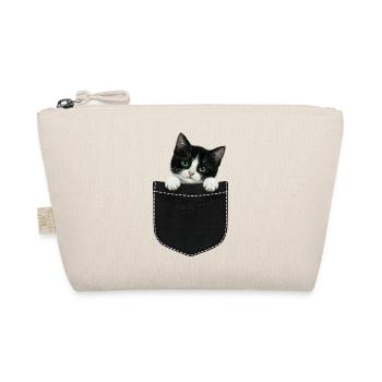 Cat Pocket peeks cute cat in the pocket - Organic Pouch - nature - Front
