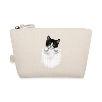 Cat Pocket peeks cute cat in the pocket - Organic Pouch - nature - Front