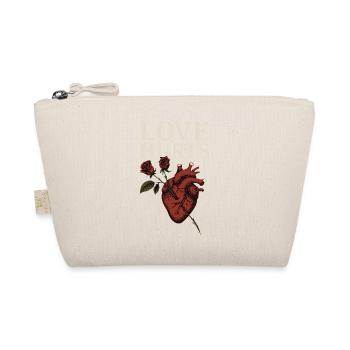 Love Hurts Heart and Rose Design - Organic Pouch - nature - Front