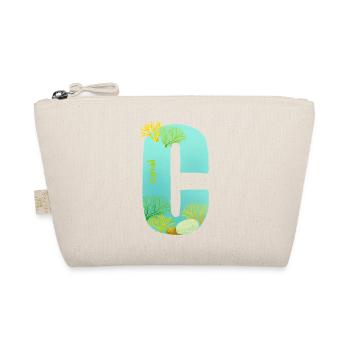 Coral Reef C Letter Design Blue Green Turquoise  - Organic Pouch - nature - Front