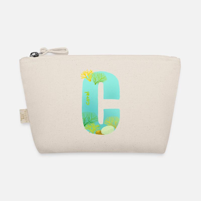 Coral Reef C Buchstabe Design Blau Grün Türkis - Bio-Täschchen - Natur