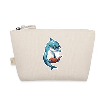 Clever dolphin with book - Organic Pouch - nature - Front