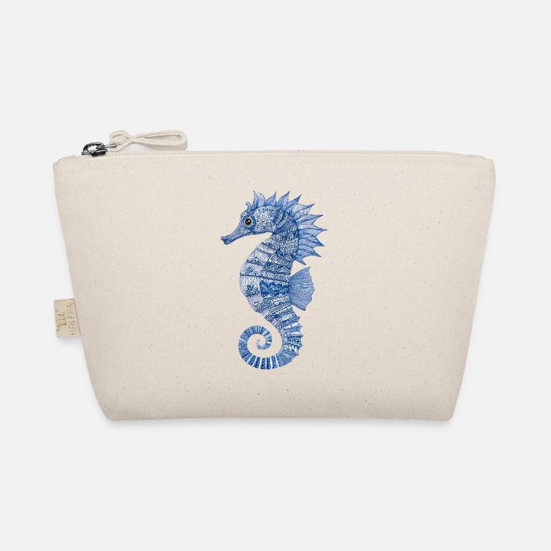 Seepferdchen Muster – Maritimes Kunstmotiv Bio-Täschchen
