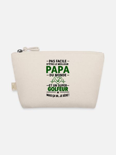 Heart + Golf – Super Dad Golfer - Organic Pouch - nature - Front