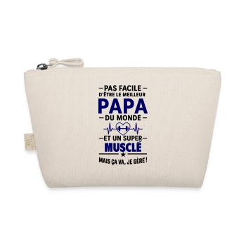 Heart + Strength Training – Muscular Super Dad - Organic Pouch - nature - Front