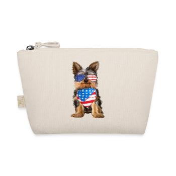 Patriotic Yorkie with USA Glasses and Scarf - Organic Pouch - nature - Front