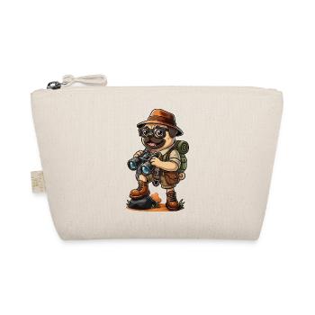 Funny Pug Explorer Hiking Camping Adventure - Organic Pouch - nature - Front
