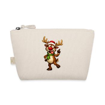 Funny Christmas Reindeer – Festive and Humo Illustration - Organic Pouch - nature - Front