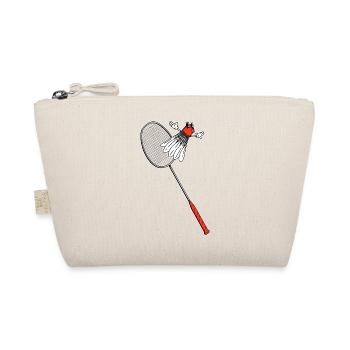 Badminton Racket Flying Shuttlecock Vintage - Organic Pouch - nature - Front