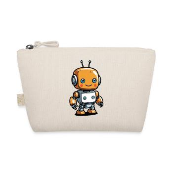 Kawaii Orange Robot with Headset - Organic Pouch - nature - Front