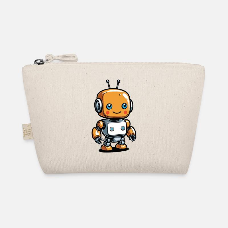 Kawaii Orange Roboter mit Headset Bio-Täschchen