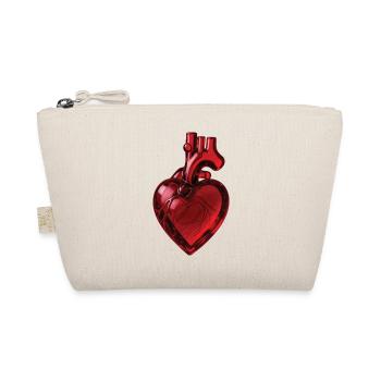 RUBY GLASS HEART - peace & love - Organic Pouch - nature - Front