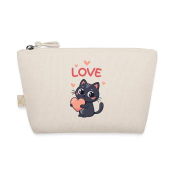 Chat Kawaii Coeur Rosé Love - Trousse biologique - nature - Devant