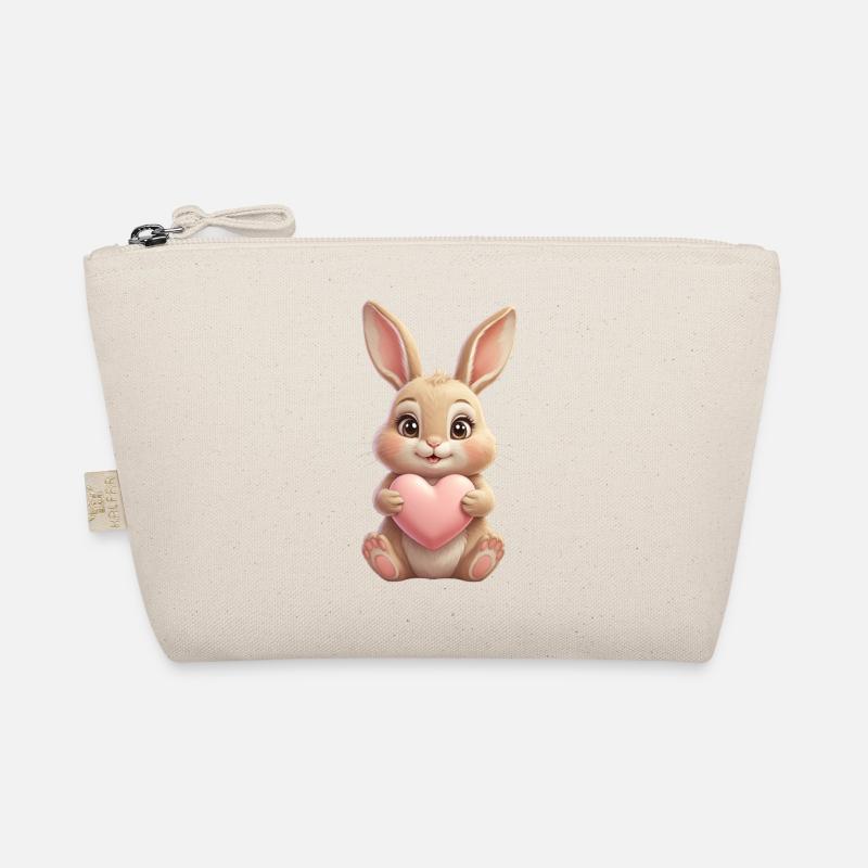 Cuddly bunny with pink heart Organic Pouch