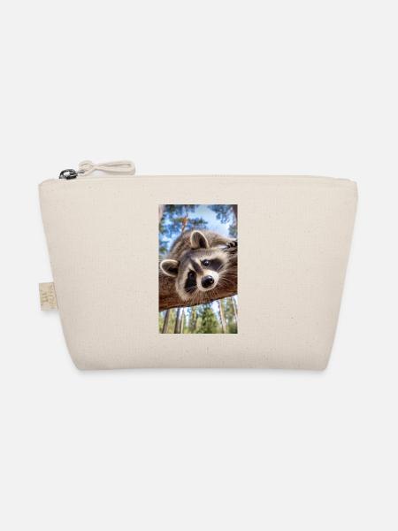 Curious Raccoon on Tree Limb - Organic Pouch - nature