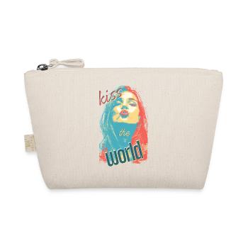 Kiss the World Pop Art Girl Portrait - Organic Pouch - nature - Front