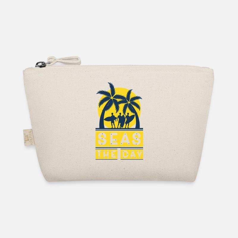 Seas The Day Surfer Palm Trees Silhouette Organic Pouch