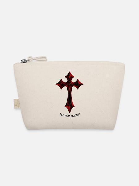 Rotes Gothic Kreuz-Talisman - Bio-Täschchen - Natur - Vorne