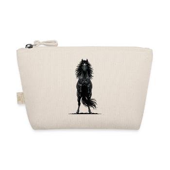 Black Prancing Face Horse Equestrian Power - Organic Pouch - nature - Front