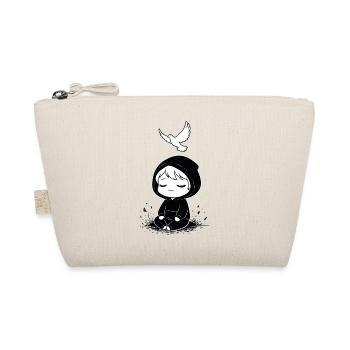 Child Hoodie Meditation Peace Dove - Organic Pouch - nature - Front
