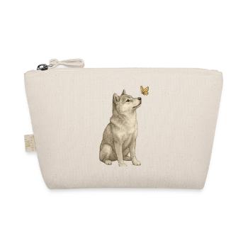 Shiba Inu mit Schmetterling Vintage Art - Bio-Täschchen - Natur - Vorne