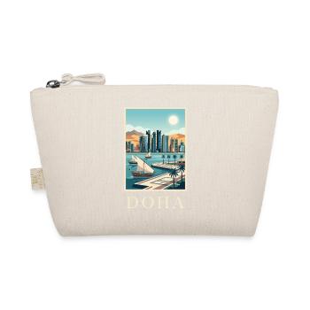 Doha Waterfront Cityscape Qatar Travel Poster - Organic Pouch - nature - Front
