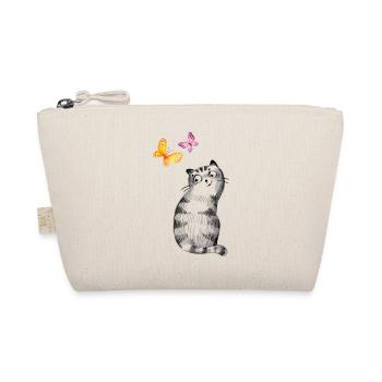 Cat with Butterflies – Sketch Design - Organic Pouch - nature - Front